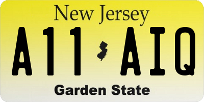 NJ license plate A11AIQ