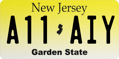 NJ license plate A11AIY