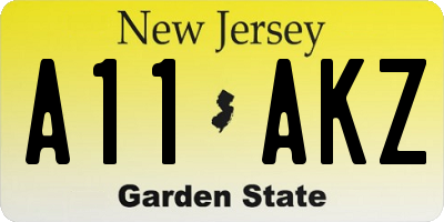 NJ license plate A11AKZ