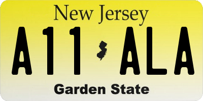 NJ license plate A11ALA