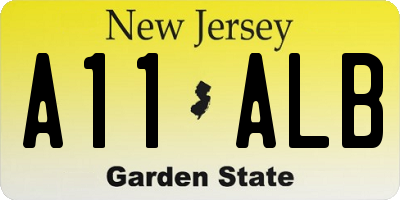 NJ license plate A11ALB