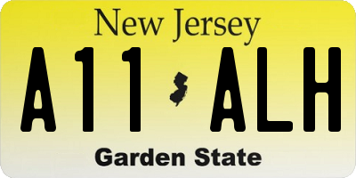 NJ license plate A11ALH