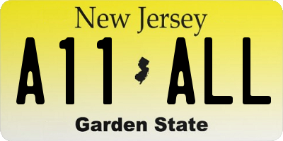 NJ license plate A11ALL