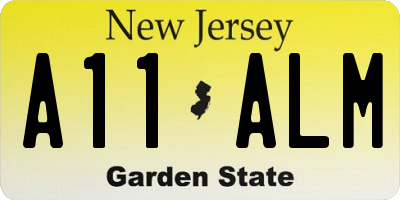 NJ license plate A11ALM