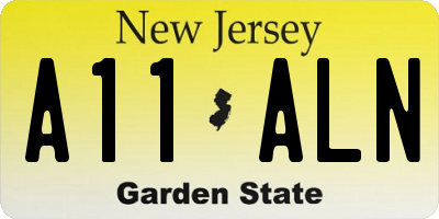 NJ license plate A11ALN