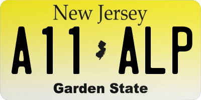 NJ license plate A11ALP