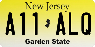 NJ license plate A11ALQ