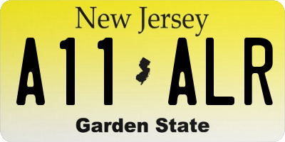 NJ license plate A11ALR