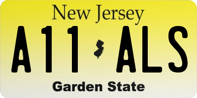 NJ license plate A11ALS