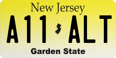 NJ license plate A11ALT