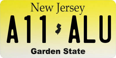 NJ license plate A11ALU