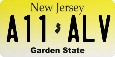 NJ license plate A11ALV