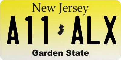 NJ license plate A11ALX
