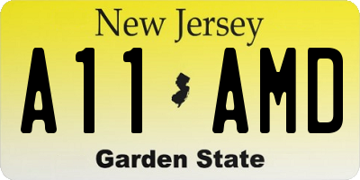 NJ license plate A11AMD
