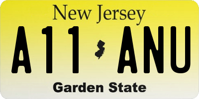 NJ license plate A11ANU
