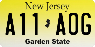 NJ license plate A11AOG