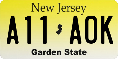 NJ license plate A11AOK