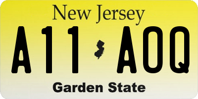 NJ license plate A11AOQ