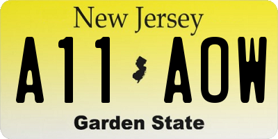 NJ license plate A11AOW