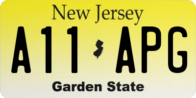 NJ license plate A11APG