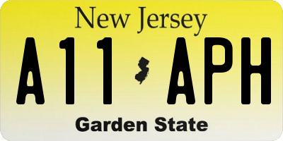 NJ license plate A11APH