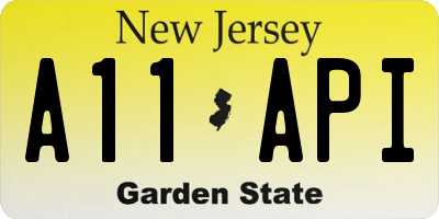 NJ license plate A11API
