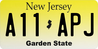 NJ license plate A11APJ