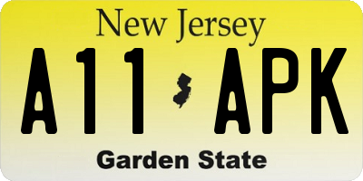 NJ license plate A11APK