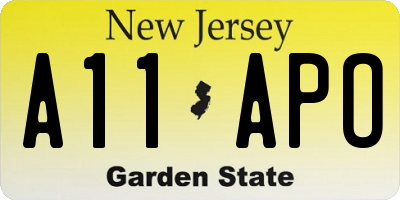 NJ license plate A11APO