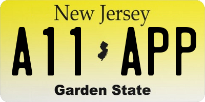 NJ license plate A11APP