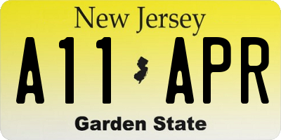 NJ license plate A11APR