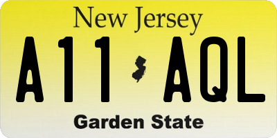 NJ license plate A11AQL