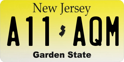 NJ license plate A11AQM