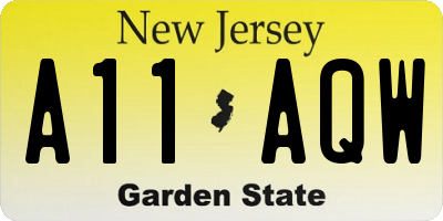 NJ license plate A11AQW