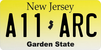 NJ license plate A11ARC