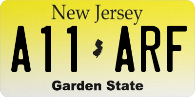 NJ license plate A11ARF