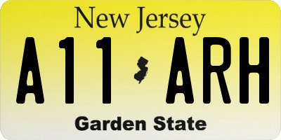 NJ license plate A11ARH