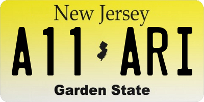 NJ license plate A11ARI