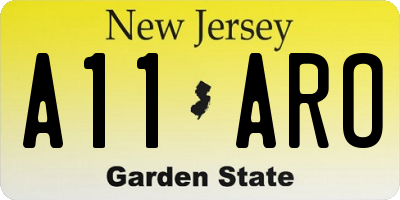 NJ license plate A11ARO