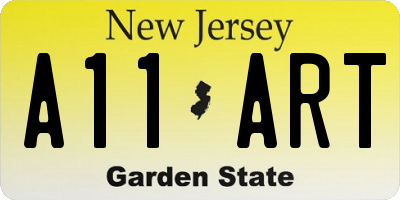 NJ license plate A11ART