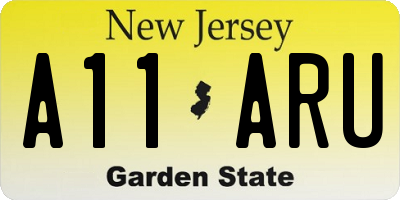 NJ license plate A11ARU