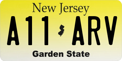 NJ license plate A11ARV