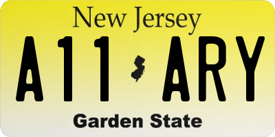 NJ license plate A11ARY