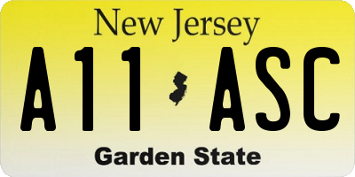 NJ license plate A11ASC