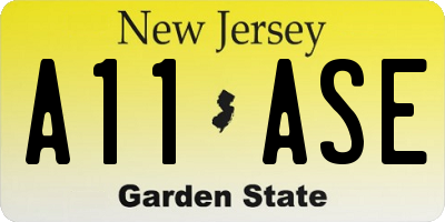 NJ license plate A11ASE