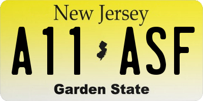 NJ license plate A11ASF