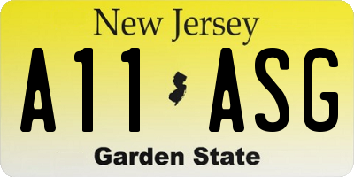 NJ license plate A11ASG