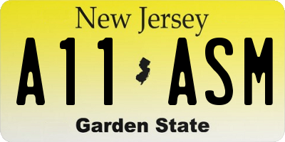 NJ license plate A11ASM