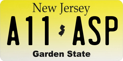 NJ license plate A11ASP