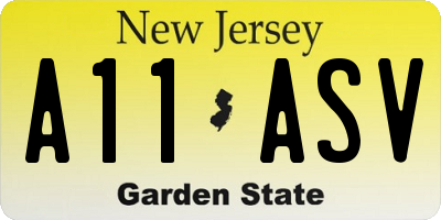 NJ license plate A11ASV